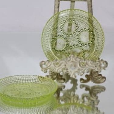 Riihimäen lasi Grapponia lautaset, keltainen, 2 kpl, suunnittelija Nanny Still, pieni