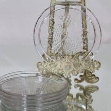 Nuutajärvi Flora lautaset, kirkas, 5 kpl, suunnittelija Oiva Toikka, pieni