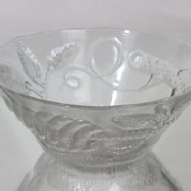 Nuutajärvi Pioni kulho, kirkas, suunnittelija Oiva Toikka,