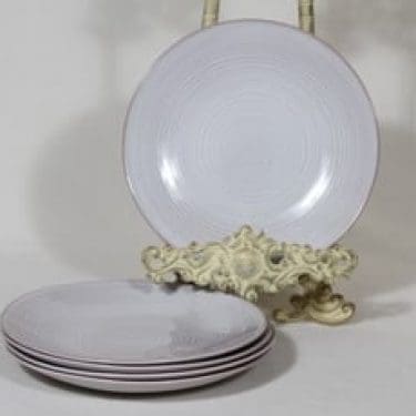 Arabia ARA leivoslautaset, valkoinen lasite, 5 kpl, suunnittelija Michael Schilkin,