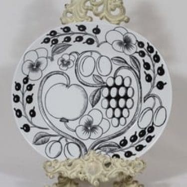 Arabia Paratiisi lautanen, mustavalkoinen, suunnittelija Birger Kaipiainen, soikea