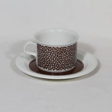 Arabia Faenza teekuppi, ruskeakukka, suunnittelija Inkeri Seppälä, ruskeakukka, serikuva