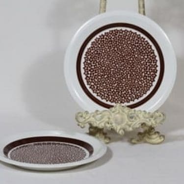 Arabia Faenza leivoslautaset, ruskeakukka, 2 kpl, suunnittelija Inkeri Seppälä, ruskeakukka, serikuva