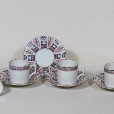 Arabia mokkakupit, käsinmaalattu, 4 kpl, suunnittelija , käsinmaalattu, pieni, signeerattu