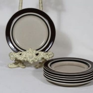 Arabia Ruija leivoslautaset, käsinmaalattu, 6 kpl, suunnittelija Raija Uosikkinen, käsinmaalattu