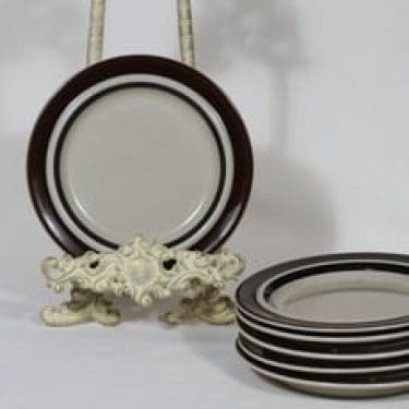 Arabia Ruija leivoslautaset, käsinmaalattu, 6 kpl, suunnittelija Raija Uosikkinen, käsinmaalattu