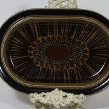 Arabia Kosmos vati, ruskea, suunnittelija Gunvor Olin-Grönqvist, soikea, puhalluskoriste, retro