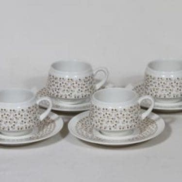 Arabia Kimmel kahvikupit, 4 kpl, suunnittelija Esteri Tomula, serikuva