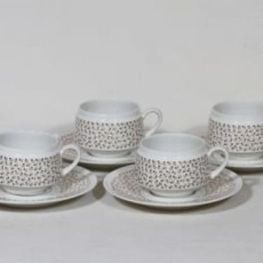 Arabia Kimmel teekupit, 4 kpl, suunnittelija Esteri Tomula, serikuva