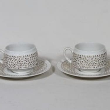 Arabia Kimmel teekupit, 2 kpl, suunnittelija Esteri Tomula, serikuva