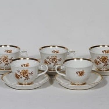 Arabia Myrna kahvikupit, 5 kpl, suunnittelija Olga Osol, siirtokuva