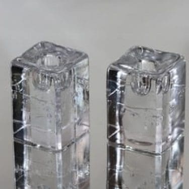 Iittala Arkipelago kynttilänjalat, kirkas, 2 kpl, suunnittelija Timo Sarpaneva, massiivinen
