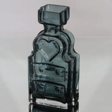 Riihimäen lasi Piironki maljakko, siniharmaa, suunnittelija Helena Tynell,