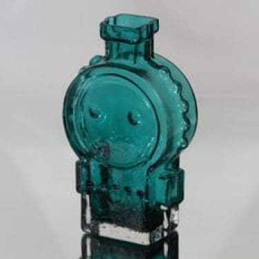 Riihimäen lasi Ahkeraliisa maljakko, turkoosi, suunnittelija Helena Tynell,