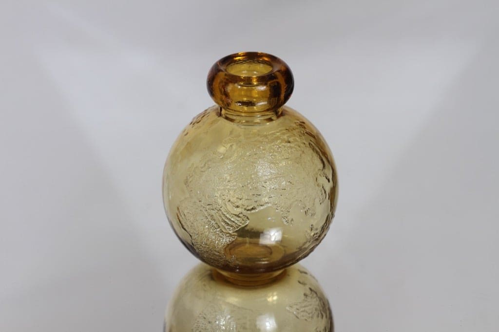 Riihimäen lasi Tellus koristepullo, amber, suunnittelija Erkkitapio Siiroinen,