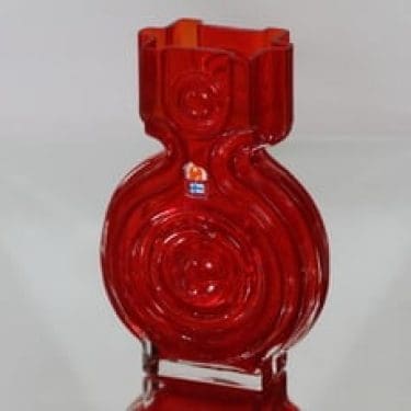 Riihimäen lasi Aitanlukko maljakko, punainen, suunnittelija Helena Tynell,