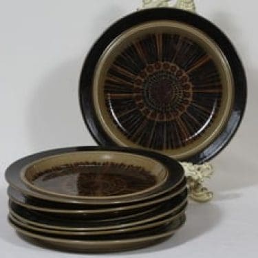 Arabia Kosmos lautaset, matala, 6 kpl, suunnittelija Gunvor Olin-Grönqvist, matala, puhalluskoriste