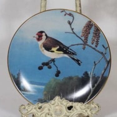 Arabia koristelautanen, Tikli oksalla, suunnittelija von Wright, Tikli oksalla, serikuva, lintuaihe