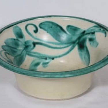 Kupittaan savi 99 kulho, käsinmaalattu, suunnittelija Helmi Suova, käsinmaalattu, signeerattu