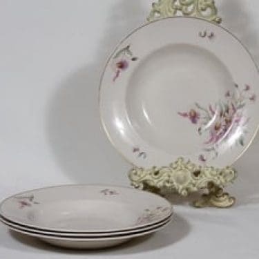 Arabia Maire lautaset, syvä, 4 kpl, suunnittelija , syvä, siirtokuva, kultakoriste