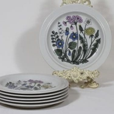 Arabia Flora lautaset, matala, 6 kpl, suunnittelija Esteri Tomula, matala, serikuva