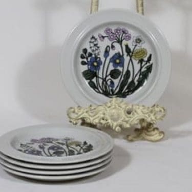 Arabia Flora lautaset, pieni, 5 kpl, suunnittelija Esteri Tomula, pieni, serikuva