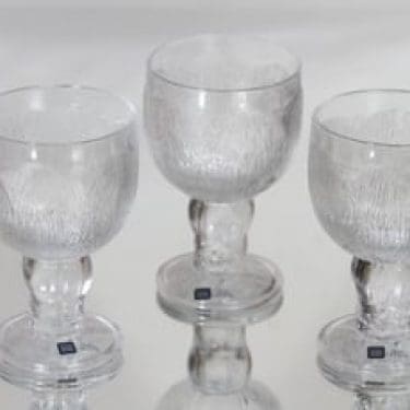 Nuutajärvi Pioni viinilasit, kirkas, 3 kpl, suunnittelija Oiva Toikka,