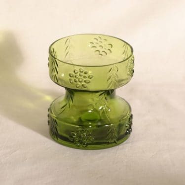 Riihimäen lasi Mesimarja kääntömaljakko, vihreä, suunnittelija Tamara Aladin,