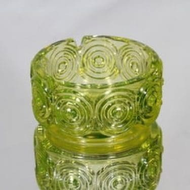 Riihimäen lasi Rengas tuhka-astia, keltainen, suunnittelija Tamara Aladin,