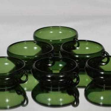 Kumela annoskulhot, vihreä, 6 kpl, suunnittelija , kahvallinen