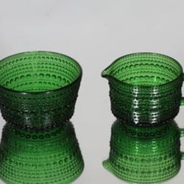 Nuutajärvi Kastehelmi sokerikko ja kermakko, vihreä, suunnittelija Oiva Toikka,