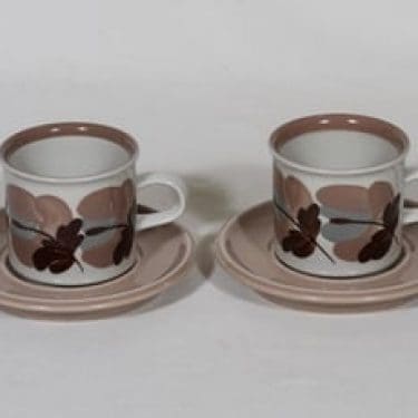 Arabia Koralli kahvikupit, käsinmaalattu, 2 kpl, suunnittelija Raija Uosikkinen, käsinmaalattu