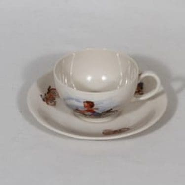 Arabia RK lasten kuppi, suunnittelija , pieni, siirtokuva, moottoripyöräaihe