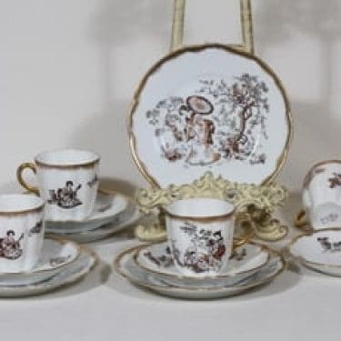 Arabia koriste 7660 kahvikupit ja lautaset, 4 kpl, suunnittelija , siirtokuva, kultafondi, itämainen aihe