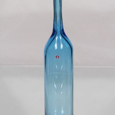 Nuutajärvi Safiiri koristepullo, signeerattu, suunnittelija Oiva Toikka, signeerattu, suuri, numeroitu