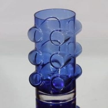 Riihimäen lasi Pablo maljakko, sininen, suunnittelija Erkkitapio Siiroinen,
