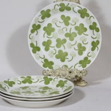 Arabia Apila lautaset, matala, 4 kpl, suunnittelija Birger Kaipiainen, matala, serikuva, retro