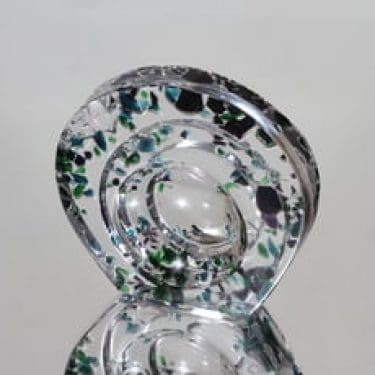 Riihimäen lasi Bora Bora taide-esine, signeerattu, suunnittelija Helena Tynell, signeerattu