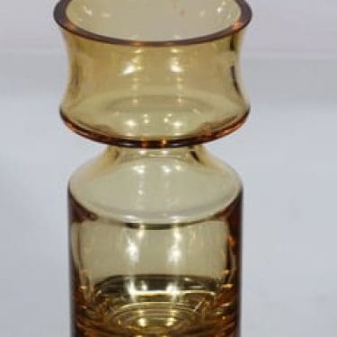 Riihimäen lasi Ruusu maljakko, amber, suunnittelija Tamara Aladin,