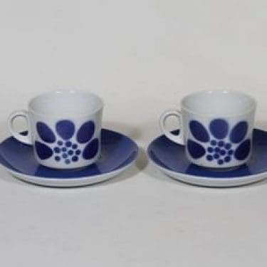 Arabia retrokuvio kahvikupit, sininen, 2 kpl, suunnittelija , puhalluskoriste, retro