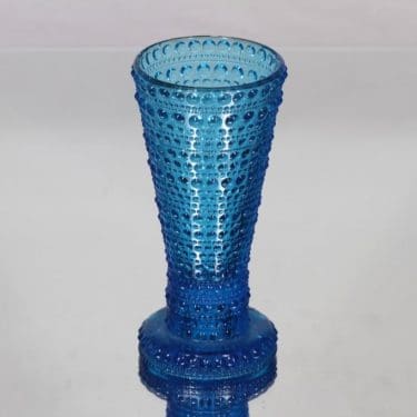 Nuutajärvi Kastehelmi maljakko, sininen, suunnittelija Oiva Toikka,