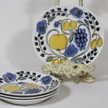 Arabia Paratiisi lautaset, matala, 4 kpl, suunnittelija Birger Kaipiainen, matala, soikea, serikuva, retro