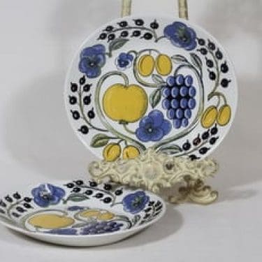 Arabia Paratiisi lautaset, matala, 2 kpl, suunnittelija Birger Kaipiainen, matala, soikea, serikuva, retro