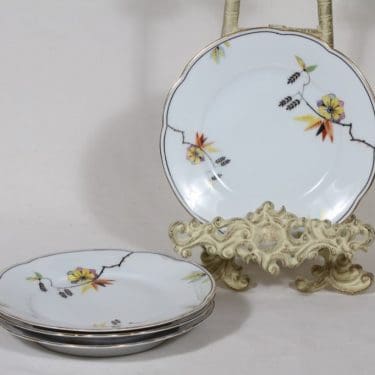 Arabia Koivunurpu lautaset, 4 kpl, suunnittelija Tyra Lungren, pieni, siirtokuva