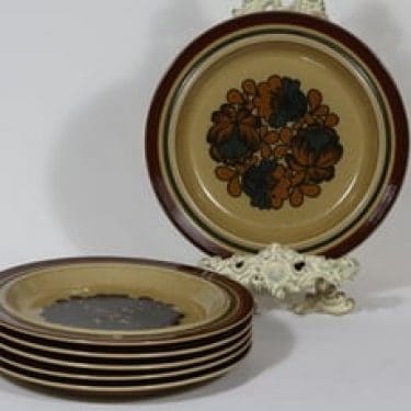 Arabia Otso lautaset, matala, 6 kpl, suunnittelija Raija Uosikkinen, matala, erikoiskoriste, retro