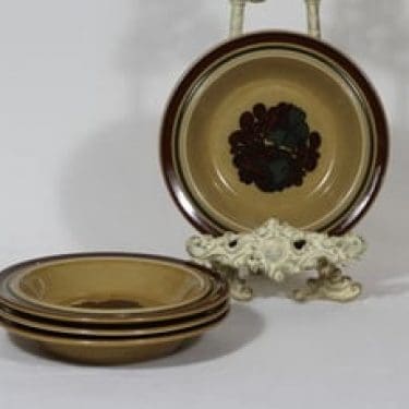 Arabia Otso lautaset, syvä, 4 kpl, suunnittelija Raija Uosikkinen, syvä, erikoiskoriste, retro