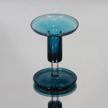 Riihimäen lasi Harlekiini kynttilänjalka, signeerattu, suunnittelija Nanny Still, signeerattu, pieni