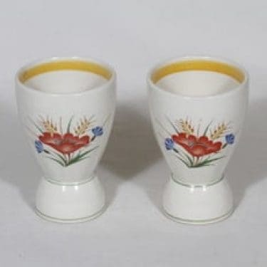 Arabia Kesä pikarit, 2 kpl, suunnittelija Rainer Baer, siirtokuva, kukka-aihe, maalattu raita