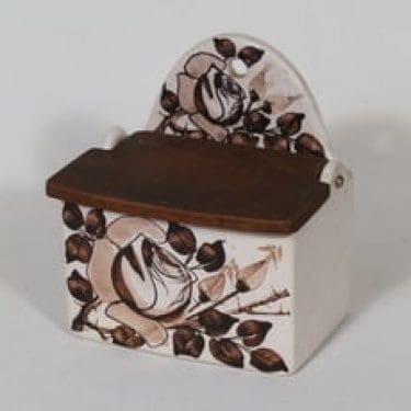 Kupittaan savi 1298 suola-astia, käsinmaalattu, suunnittelija , käsinmaalattu, signeerattu, ruusuaihe