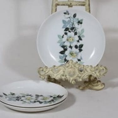 Arabia Juhannus lautaset, 3 kpl, suunnittelija Raija Uosikkinen, pieni, serikuva, kukka-aihe